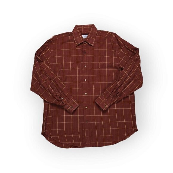 Brioni Flannel Windowpane Long‎ Sleeve Shirt Mens Large Italy - Picture 1 of 9